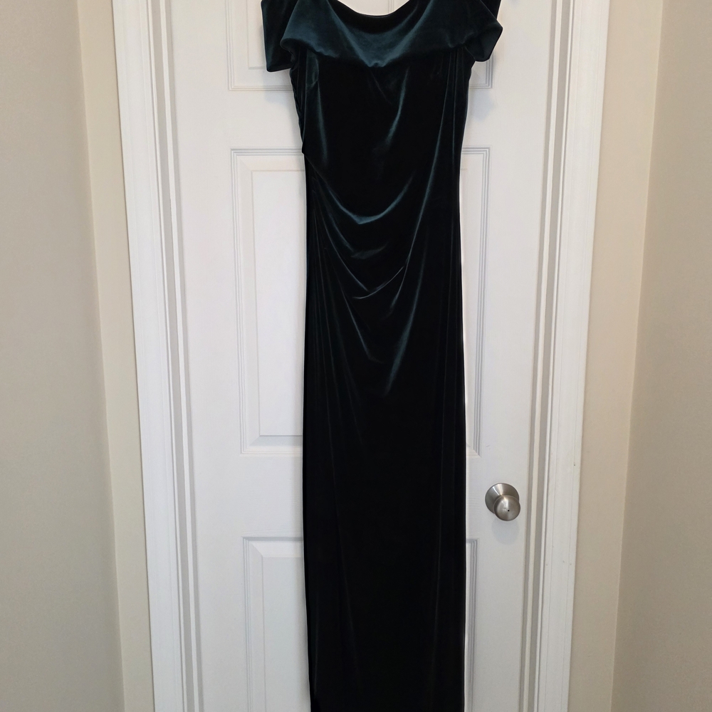 Xscape Dark Green Velvet Maxi Dress